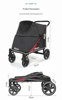 Poussette pliable multi-niveaux à 4 roues en aluminium grande capacité pour animaux de compagnie (chats et chiens) – Capacité de charge 20 kg, sac amovible