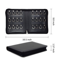 Porte-clés portable en polyester noir 100 cm, 24 crochets pour clés, organisateur, porte-clés pour propriétaire, étui zippé