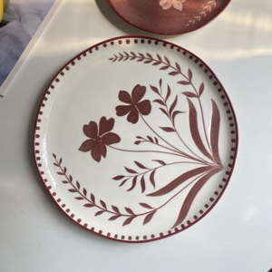 Plato de Cerámica con Diseño de Plantas, Estilo Francés Vintage, Resistente, para Uso Doméstico, Grande, para Bistec, <span class=keywords><strong>Pasta</strong></span>, Ensalada, Postre, Apto para Microondas y Lavavajillas - Product Image 4