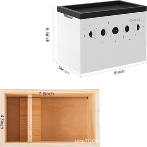 Caja de Almacenamiento de Tampones de Madera, 8x5x6.5 Pulgadas, Diseño de Fase Lunar, Organizador de Baño, Contenedor Decorativo - Product Image 1