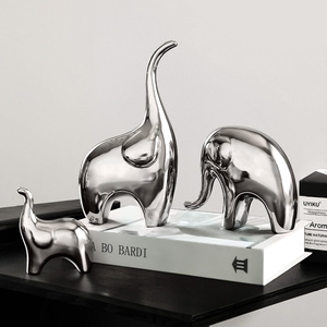 Ornements modernes en céramique écologique et de luxe faits à la main de style Art déco pour trois éléphants pour le salon de la maison meuble TV - Product Image 6