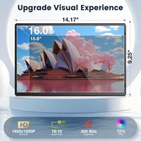 Monitor Portátil de 16 Pulgadas FHD 1200P, Monitor Horizontal y Vertical, Plug & Play, Altavoces Integrados para Laptop con Cubierta Inteligente Premium