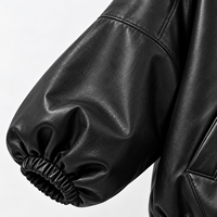 Veste en cuir PU noire à capuche pour homme, surdimensionnée, zippée, style bomber, streetwear, vêtements d'extérieur, OEM ODM