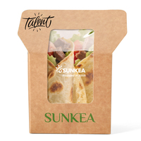 Taille personnalisée et impression Boîte à nourriture pliable en papier kraft blanc pour sandwich taco tortilla avec fenêtre transparente