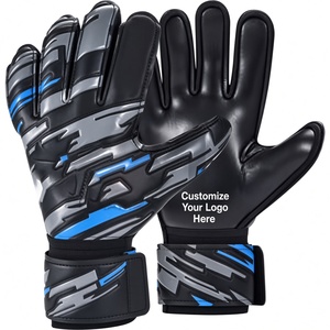 Gants de gardien de but de qualité supérieure, noir et bleu, en cuir PU, à doigts entiers, antidérapants, avec sangle de poignet réglable, unisexe - Product Image 1