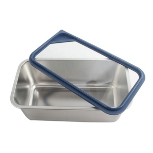 Contenedor Rectangular de Acero Inoxidable para Almacenamiento de Alimentos, Tamaño M, Tapa Hermética de Plástico, de Una Sola Capa, Apilable, Lonchera - Product Image 5