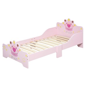 <span class=keywords><strong>Lit</strong></span> simple en bois de pin pour enfants <span class=keywords><strong>avec</strong></span> couronne de princesse et fleurs Rails latéraux et lattes de sécurité confortables pour maison moderne hôtel ferme - Product Image 4