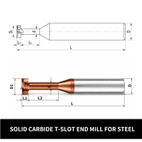 Fraise à rainurer en T polyvalente en carbure monobloc haute précision pour centre d'usinage CNC, efficace, personnalisable, vente en gros