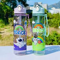 Bouteille d'eau sportive Astronaut, gourde portable en plastique pour enfants, résistante aux hautes températures, sans BPA, avec paille