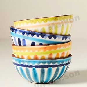 Tazones de Porcelana Artísticos Coloridos de Estilo Mediterráneo, No Tóxicos y Ecológicos, Tazón para Ensalada, Tazón para Nueces - Product Image 1