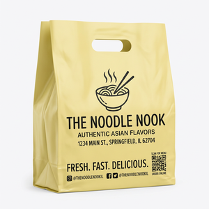 Matt Die Cut Handle Customized Logo Food <b>Clear</b> Plastic Die Cut Shopping <b>Bag</b> - Product Image 1