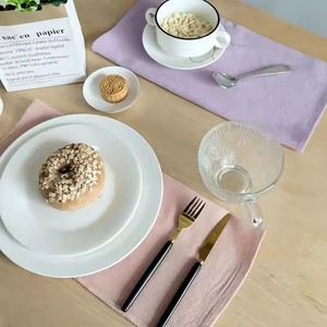 Sürdürülebilir keten kare ince beyaz bez yemek peçeteleri hızlı kuru kurulama bezi mutfak masa peçete bez düz tasarım düğün için - Product Image 3