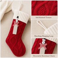Chaussettes de Noël 46 cm Rouge Vert Blanc Tricotées Décoration Suspendue Sac Cadeau Vente en Gros