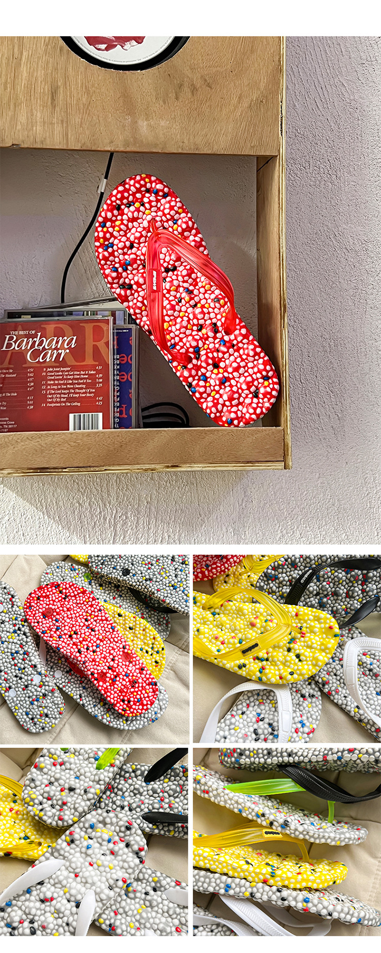 High Pop Real Popcorn PVC Slides Couple Indoor Home Bath Non-slip Flip-flops Slippers