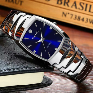 Reloj de Cuarzo para Hombre, Cuadrado, de Acero de Tungsteno, Resistente al Agua, de Marca - Product Image 1