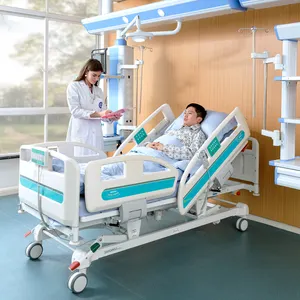 Y8t Factory Comfortable Metal Clinic Hospital Furniture With Wheels ABS Side Rail Electric Control Folding Patient Medical Bed