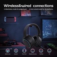 Casque de jeu sans fil 2.4G, écouteurs de Gamer, lumière rvb, casque de jeu avec Microphone pour ordinateur PC