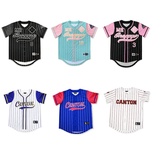 Tùy Chỉnh Người Đàn Ông Bóng Chày Jersey Thiết Lập Thăng Hoa Sọc In Trống Bóng Chày Áo Sơ Mi Và Quần Đồng Phục - Product Image 3