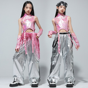Conjuntos de <span class=keywords><strong>Ropa</strong></span> <span class=keywords><strong>para</strong></span> Niñas, Estilo K-<span class=keywords><strong>pop</strong></span>, Top Corto Brillante, Pantalones Cargo, Shorts de Baile Urbano, Hip Hop, Jazz, <span class=keywords><strong>Ropa</strong></span> Urbana <span class=keywords><strong>para</strong></span> Niños, Disfraz de Grupo Femenino - Product Image 1