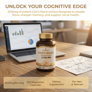 AegleWell Capsules de Champignons Crinière de Lion 120 Unités - 2100mg par Portion, Favorise la Concentration, la Mémoire et le Bien-être Cognitif, Végétarien - Product Image 2