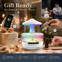 Humidificateur Nuage de Pluie Champignon avec Machine à Son de Gouttes de Pluie, Enceinte Bluetooth Sans Fil, Aide au Sommeil, Diffuseur d'Huiles Essentielles pour Chambre