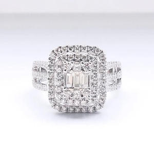 Anello di Diamanti Q697 con Taglio Smeraldo, Diamante Naturale, Classico Anello di Fidanzamento per Donna - Product Image 2