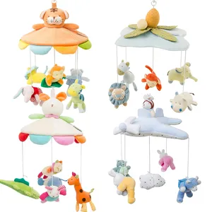 크리 에이 티브 뮤지컬 아기 보육 침대 모바일 부드러운 장난감 도매 아기 박제 동물 뮤지컬 어린이 침대 모바일 노리개 장난감