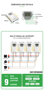 Batería inversora solar híbrida monofásica Eg4 al por mayor controlador de carga MPPT de 3KW a 12KW con rejilla para sistemas solares Onduleur - Product Image 3