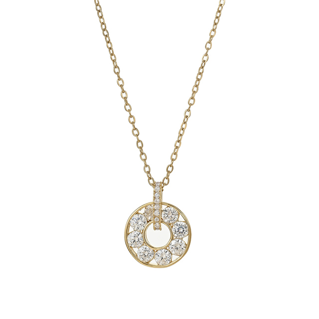 XL80120 New Design Simple Circular Ring Micro Inlaid Zircon Necklace for Women's Light Luxury Niche Ins Style Necklace