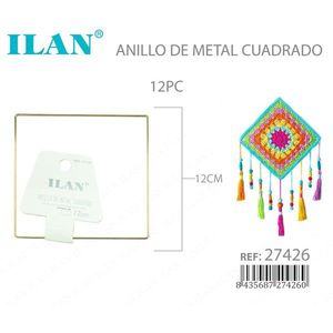 Anello Metallico Quadrato Ilan 12 Cm per Lavori di Macramè - Product Image 3