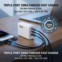 Chargeur USB Type-C 140W rapide QC PD pour iPhone, MacBook, iPad, chargeur mural GaN avec adaptateur secteur prise AU EU UK