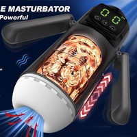 Masturbateur robotisé rechargeable pour homme avec poignée, aspiration et vibration, écran LCD, vagin artificiel, jouet pour adulte