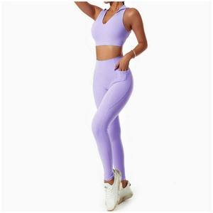 Frauen Seamless Fitness 2 Stück Sets mit Kapuze Workout Plus Size High Waist Legging Gym Sport Yoga BH - Product Image 2