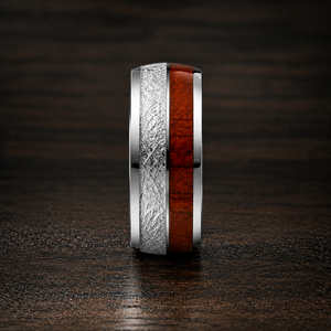 Bague géométrique <span class=keywords><strong>en</strong></span> forme de U <span class=keywords><strong>en</strong></span> acier inoxydable JLM avec incrustation de bois et feuille d'argent, unisexe, pour la mode, alliance de mariage, cadeau - Product Image 2