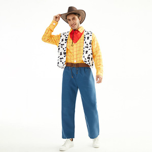 Costumes de couple Woody de Toy Story, tenues de cowboy western pour hommes et femmes, ensemble de cosplay d'Halloween pour adultes - Product Image 2