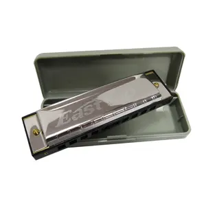 EASTTOP T10-4 10 hole 20 tone diatonic harmonica stainless steel covers major c in custom blues harmonica case