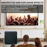 12 inç Ev Sinema Sistemi Aktif Subwoofer, Yüksek Güçlü Bas Dj Subwoofer Hoparlör, Parti Sınıfı D Amplifikatörlü 110V/220V