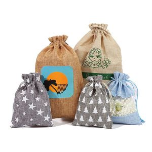 Promotional Custom <b>Burlap</b> Bags Wholesale 7X9 9X12 10X14 10X15 13X18 15X20 Cm Jute Drawstring Bag Gift Pouch - Product Image 3