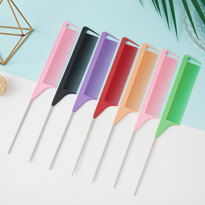 <span class=keywords><strong>Peigne</strong></span> à <span class=keywords><strong>queue</strong></span> de rat de précision en plastique résistant à la chaleur, avec manche métallique incurvé, pour séparation précise des cheveux, vente en gros - Product Image 4