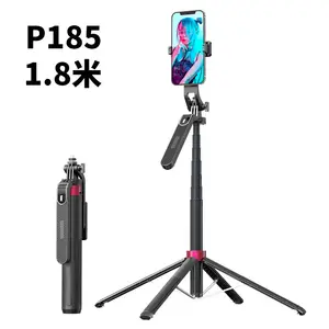 Bastão portátil PTZ para celular P185, bastão azul/dente para selfies, com quatro pernas, portátil, giratório, para filmar fotos e vídeos