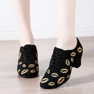 Zapatos <span class=keywords><strong>De</strong></span> baile <span class=keywords><strong>De</strong></span> salón <span class=keywords><strong>De</strong></span> <span class=keywords><strong>Salsa</strong></span> Latina nobuk para mujer, tacón bajo, Amarillo/rojo para baile latino, Zapatos <span class=keywords><strong>De</strong></span> Baile - Product Image 5