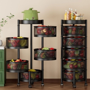Carro giratorio de 360 grados para ahorrar espacio, estante redondo para verduras con ruedas para estante de almacenamiento de cocina doméstica - Product Image 4
