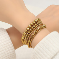 Bracelets empilables en perles plaquées or 14 carats, 3 mm, 4 mm, 5 mm, 6 mm, 8 mm, bracelet à perles, bijoux minimalistes pour femmes