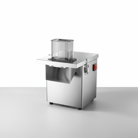 Goedkope automatische multifunctionele motor aangedreven machine voor het verwerken van groenten en fruit, met functies voor snijden, schijven, raspen en in blokjes snijden voor snacks.