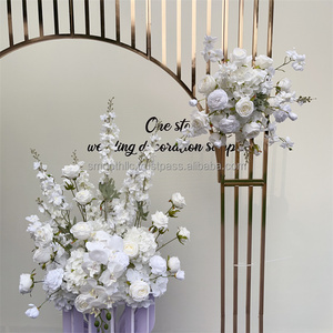 Chemin de table de mariage de qualité supérieure, en soie, rose, bleu et blanc, rangée de fleurs de rose pour la décoration de la table de mariage - Product Image 2