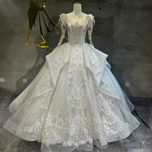 Robe de mariée féerique Jancember, nouvelle collection, style luxe léger, coupe longue et ajustée, manches longues, ornée de perles de haute qualité - Product Image 6