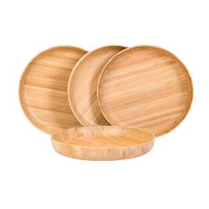WOQI Assiettes en bois de <span class=keywords><strong>bambou</strong></span> réutilisables <span class=keywords><strong>Vaisselle</strong></span> légère pour enfants Plateau à dessert classique et <span class=keywords><strong>incassable</strong></span> - Product Image 1