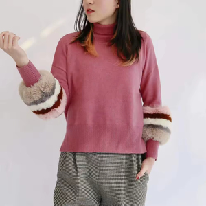 Suéter de manga larga de alta calidad de Venta caliente de invierno Suéter de diseño de puños a rayas de <span class=keywords><strong>cuello</strong></span> <span class=keywords><strong>alto</strong></span> de punto <span class=keywords><strong>fino</strong></span> para <span class=keywords><strong>mujer</strong></span> - Product Image 1