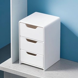 Office Organizer <b>Storage</b> <b>Drawers</b> Three Layer <b>Plastic</b> Desk Neatening Freestanding Rectangle Stackable - Product Image 3