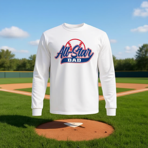 Camiseta de manga larga All Star Dad con diseño de béisbol para hombre, cuello redondo - Product Image 3